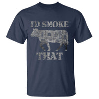 Funny BBQ T Shirt Chef Butcher Cook BBQ I'd Smoke That Cow Beef - Wonder Print Shop