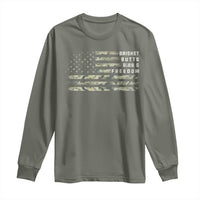 BBQ Long Sleeve Shirt Grilling Gifts For Grill Dad Meat Smoker Grill Camo Flag