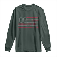 BBQ Long Sleeve Shirt With Red Line American Flag Meat Smoker Grilling Gifts