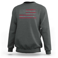 BBQ Sweatshirt With Red Line American Flag Meat Smoker Grilling Gifts - Wonder Print Shop