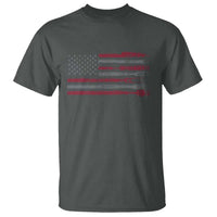 BBQ T Shirt With Red Line American Flag Meat Smoker Grilling Gifts - Wonder Print Shop