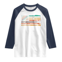 BBQ Raglan Shirt With American Flag Brisket Butts Ribs and Freedom Grilling Gifts