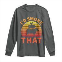 Funny BBQ Long Sleeve Shirt I'd Smoke That Barbecue Retro Grilling Gifts