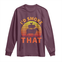 Funny BBQ Long Sleeve Shirt I'd Smoke That Barbecue Retro Grilling Gifts