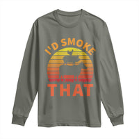 Funny BBQ Long Sleeve Shirt I'd Smoke That Barbecue Retro Grilling Gifts