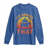 Funny BBQ Long Sleeve Shirt I'd Smoke That Barbecue Retro Grilling Gifts