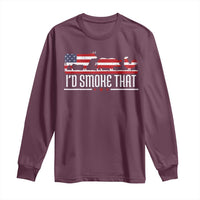 BBQ Long Sleeve Shirt 4th July I'd Smoke That Patriot Barbeque Cook Chef