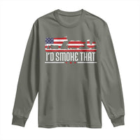 BBQ Long Sleeve Shirt 4th July I'd Smoke That Patriot Barbeque Cook Chef