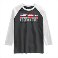 BBQ Raglan Shirt 4th July I'd Smoke That Patriot Barbeque Cook Chef