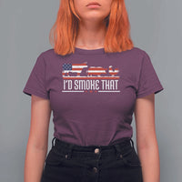 BBQ T Shirt For Women 4th July I'd Smoke That Patriot Barbeque Cook Chef - Wonder Print Shop
