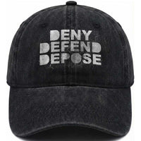 Deny Defend Depose Washed Cotton Baseball Cap Unisex Classic