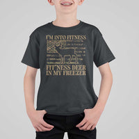 Deer Hunting T Shirt For Kid Im Into Fitness Fit Ness Deer Freezer Camo American Flag - Wonder Print Shop