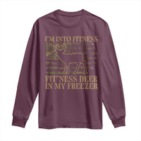 Deer Hunting Long Sleeve Shirt Im Into Fitness Fit Ness Deer Freezer Camo American Flag - Wonder Print Shop