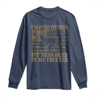 Deer Hunting Long Sleeve Shirt Im Into Fitness Fit Ness Deer Freezer Camo American Flag - Wonder Print Shop