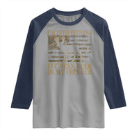 Deer Hunting Raglan Shirt Im Into Fitness Fit Ness Deer Freezer Camo American Flag - Wonder Print Shop