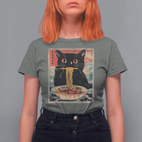 Japanese Ramen T Shirt For Women Funny Graphic Tees Foodies Kawaii Cat Anime Gifts - Wonder Print Shop