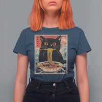 Japanese Ramen T Shirt For Women Funny Graphic Tees Foodies Kawaii Cat Anime Gifts - Wonder Print Shop