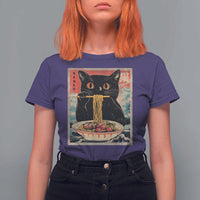 Japanese Ramen T Shirt For Women Funny Graphic Tees Foodies Kawaii Cat Anime Gifts - Wonder Print Shop