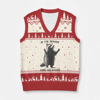Raccoon Meme V-Neck Knit Sweater Vest If I'm Moody Give Me Foody Feral Gag Gift - Wonder Print Shop