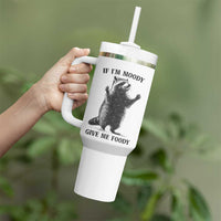 Raccoon Meme Tumbler With Handle If I'm Moody Give Me Foody Feral Gag Gift - Wonder Print Shop