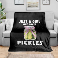 Just a Girl Who Loves Pickles Throw Blanket Pickle Jars with Coquette Bow - Wonder Print Shop