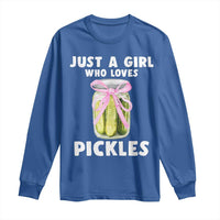 Just a Girl Who Loves Pickles Long Sleeve Shirt Pickle Jars with Coquette Bow - Wonder Print Shop