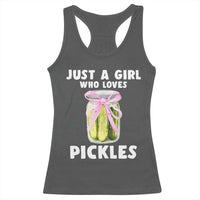Just a Girl Who Loves Pickles Racerback Tank Top Pickle Jars with Coquette Bow - Wonder Print Shop