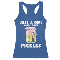 Just a Girl Who Loves Pickles Racerback Tank Top Pickle Jars with Coquette Bow - Wonder Print Shop