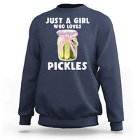 Just a Girl Who Loves Pickles Sweatshirt Pickle Jars with Coquette Bow - Wonder Print Shop
