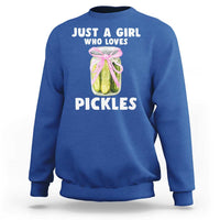 Just a Girl Who Loves Pickles Sweatshirt Pickle Jars with Coquette Bow - Wonder Print Shop