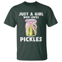 Just a Girl Who Loves Pickles T Shirt Pickle Jars with Coquette Bow - Wonder Print Shop