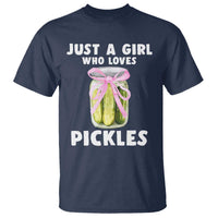 Just a Girl Who Loves Pickles T Shirt Pickle Jars with Coquette Bow - Wonder Print Shop