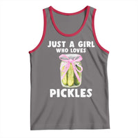Just a Girl Who Loves Pickles Tank Top Pickle Jars with Coquette Bow - Wonder Print Shop