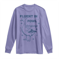 Fluent In FOWL Language Long Sleeve Shirt Vintage 90s Funny Duck Meme - Wonder Print Shop