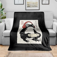 Japanese Gamer Frog Throw Blanket Boys Funny Vintage Gaming - Wonder Print Shop