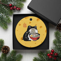 Funny Grumpy Frog Ramen Ceramic Ornament Sumi-e Kawaii Ink Painting Japanese - Wonder Print Shop