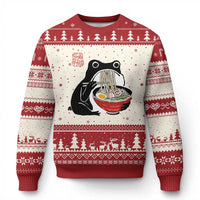 Funny Grumpy Frog Ramen Ugly Christmas Sweater Sumi-e Kawaii Ink Painting Japanese - Wonder Print Shop