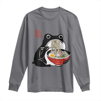 Funny Grumpy Frog Ramen Long Sleeve Shirt Sumi-e Kawaii Ink Painting Japanese - Wonder Print Shop
