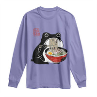 Funny Grumpy Frog Ramen Long Sleeve Shirt Sumi-e Kawaii Ink Painting Japanese - Wonder Print Shop