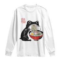 Funny Grumpy Frog Ramen Long Sleeve Shirt Sumi-e Kawaii Ink Painting Japanese - Wonder Print Shop
