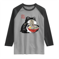 Funny Grumpy Frog Ramen Raglan Shirt Sumi-e Kawaii Ink Painting Japanese - Wonder Print Shop
