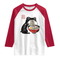 Funny Grumpy Frog Ramen Raglan Shirt Sumi-e Kawaii Ink Painting Japanese - Wonder Print Shop
