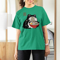 Funny Grumpy Frog Ramen T Shirt For Women Sumi-e Kawaii Ink Painting Japanese - Wonder Print Shop
