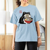 Funny Grumpy Frog Ramen T Shirt For Women Sumi-e Kawaii Ink Painting Japanese - Wonder Print Shop