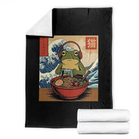 Cute Kawaii Gamer Frog Ramen Throw Blanket Retro Japanese Funny Cat Gaming - Wonder Print Shop