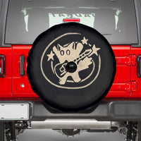 90s Y2K Scary Cat Spare Tire Cover Scared Under Starry Tail Cat Playing Guitar - Wonder Print Shop