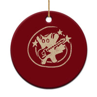90s Y2K Scary Cat Ceramic Ornament Scared Under Starry Tail Cat Playing Guitar - Wonder Print Shop