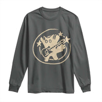 90s Y2K Scary Cat Long Sleeve Shirt Scared Under Starry Tail Cat Playing Guitar - Wonder Print Shop