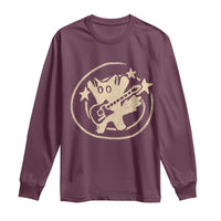 90s Y2K Scary Cat Long Sleeve Shirt Scared Under Starry Tail Cat Playing Guitar - Wonder Print Shop
