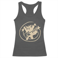 90s Y2K Scary Cat Racerback Tank Top Scared Under Starry Tail Cat Playing Guitar - Wonder Print Shop